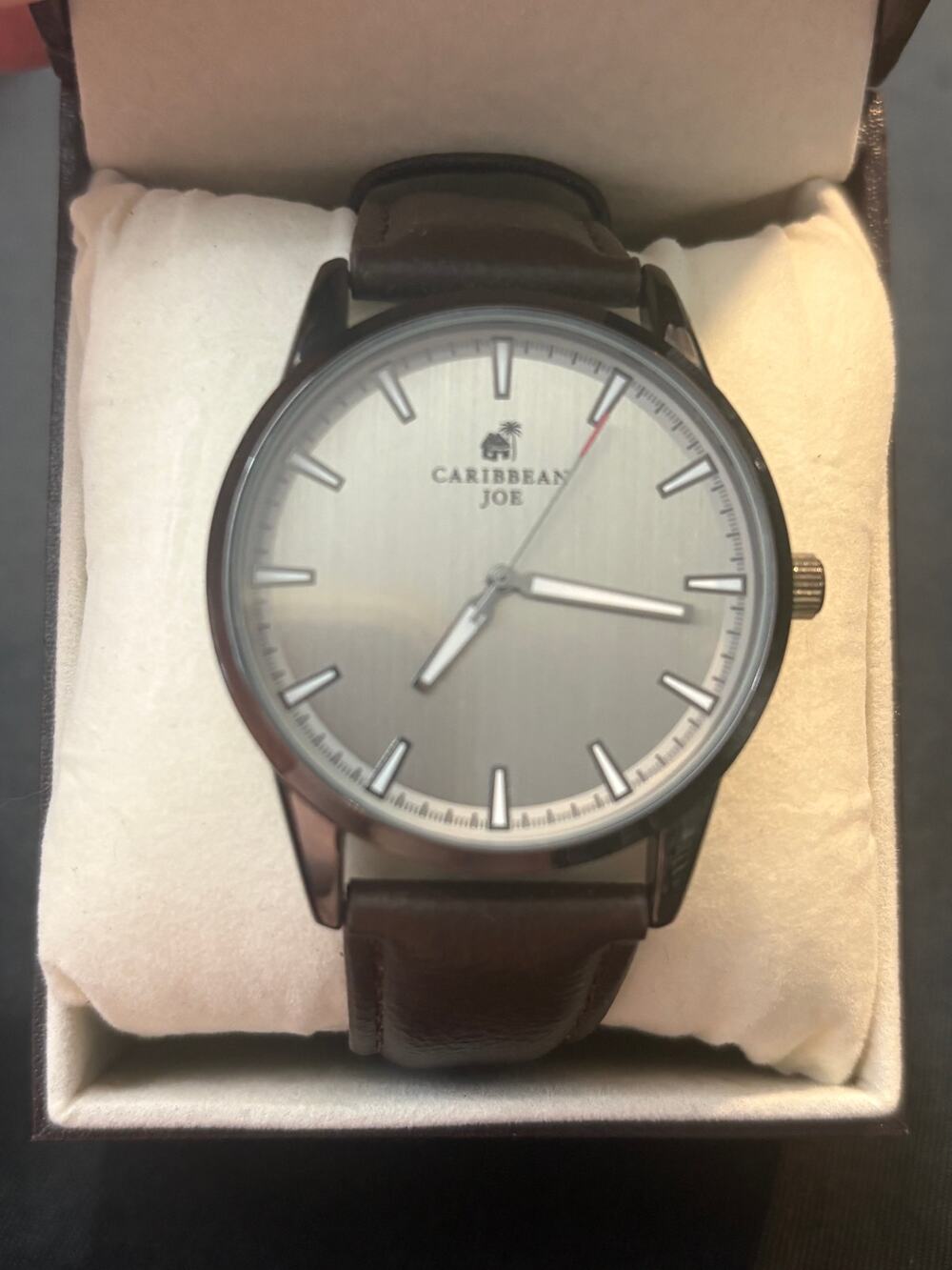 Caribbean Joe Men’s Quartz Watch NIB Leather Strap Works